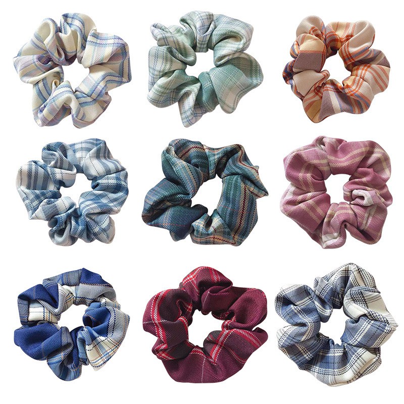 Dây buộc tóc co giãn họa tiết sọc caro phong cách Hàn Quốc thời trang cho nữ