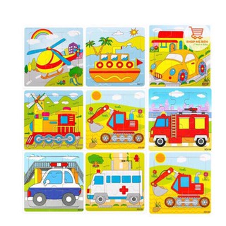 Đồ chơi xếp hình Tranh Ghép gỗ 9 miếng cho bé phát Triển Trí Tuệ