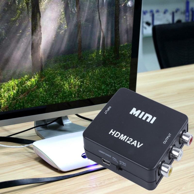 Bộ chuyển đổi video tổng hợp AV HDMI sang 3RCA CVBS màu đen