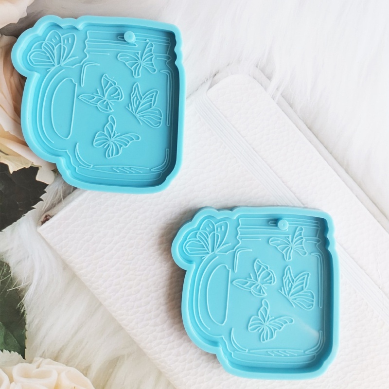 Khuôn Silicone Làm Móc Khóa / Móc Khóa Hình Bươm Bướm Lấp Lánh DIY