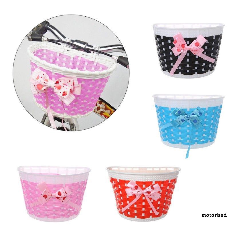 Giỏ đựng đồ gắn trước xe đạp trẻ em có đính nơ in hoa 20*13*11cm