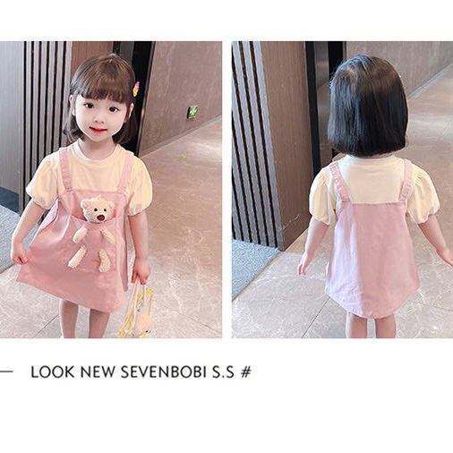 Đầm Công Chúa Mùa Hè Tay Ngắn Có Dây Đeo Mới Cho Bé Gái 1-7 Tuổi