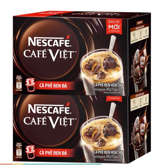 Cà phê hòa tan Nescafé café Việt đen đá (Hộp 2 gói x 16g)