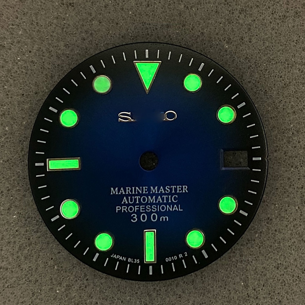 Đồng Hồ Đeo Tay NH35/36/4R/7S 28.5MM Thay Thế Họa Tiết Mặt Trời Màu Xanh Lá Dạ Quang Thời Trang