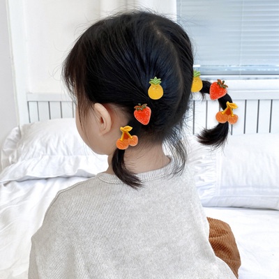Bộ 10 dây cột tóc cao su họa tiết trái cây hoạt hình dễ thương cho bé