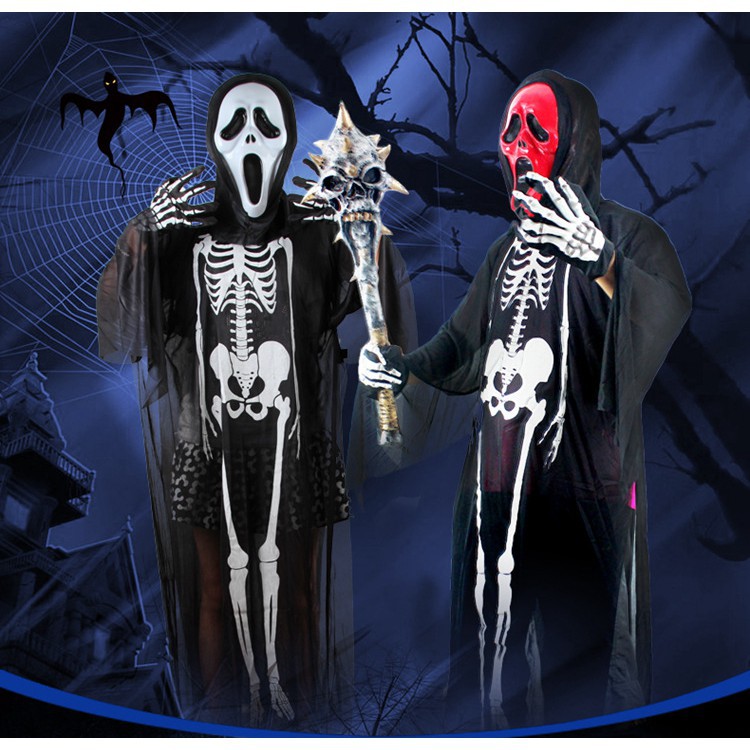 (nhiều mẫu)Trang Phục Hóa Trang Halloween Xương Người và Mặt Nạ Đầu Lâu Rùng Rợn Dành Cho Nam Nữ-Bộ quần áo ma Halloween