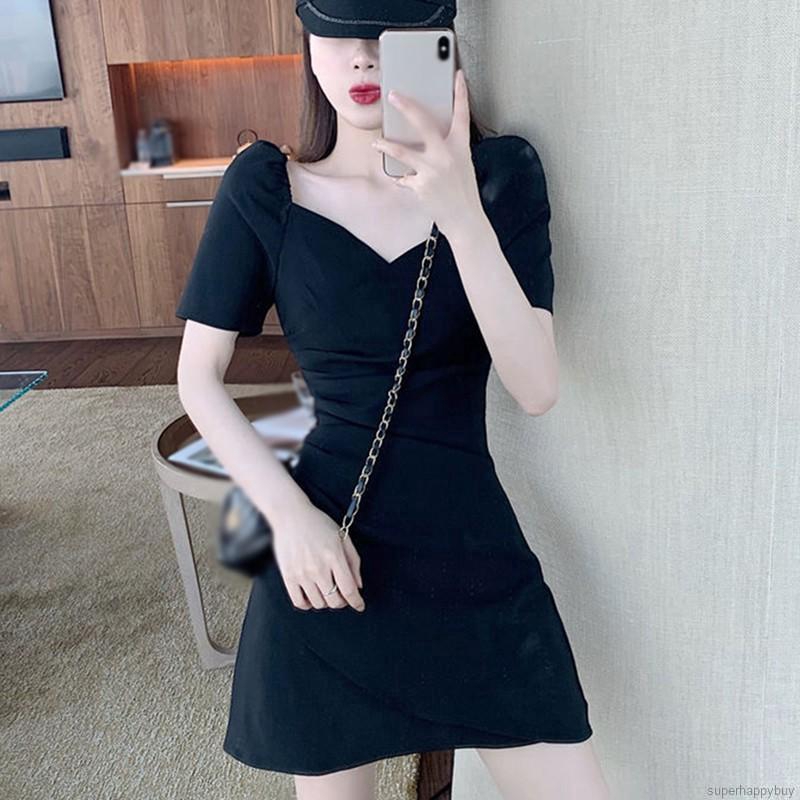 Đầm cổ vuông tay phồng cỡ nhỏ thời trang gợi cảm cho nữ