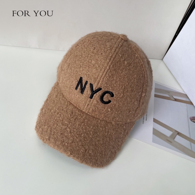 Nón Kết Vải Lông Cừu Thêu Chữ NYC Thời Trang Hàn Quốc Dễ Phối Đồ Cho Nữ
