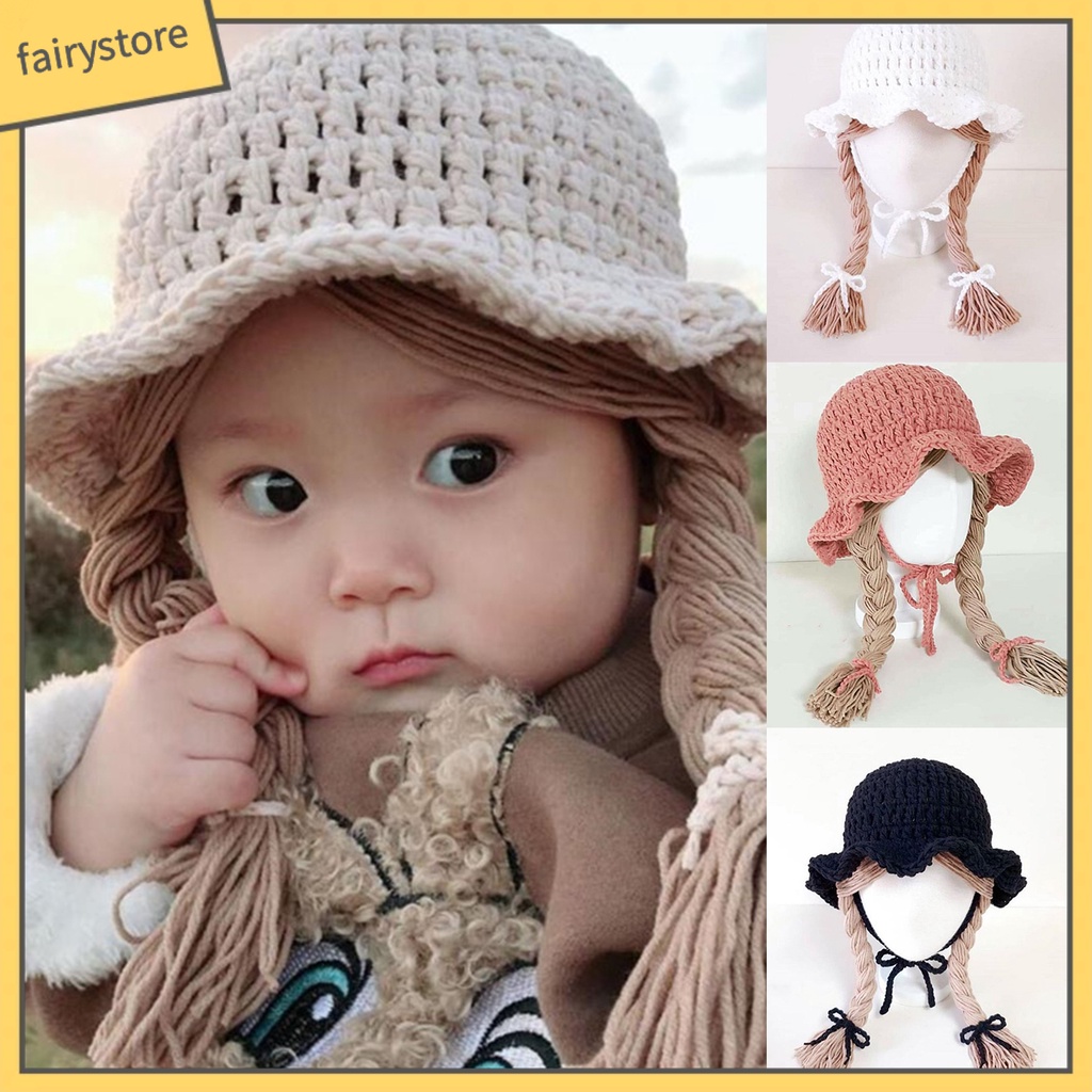 Mũ Dệt Kim Phối Tóc Giả Cho Bé Gái