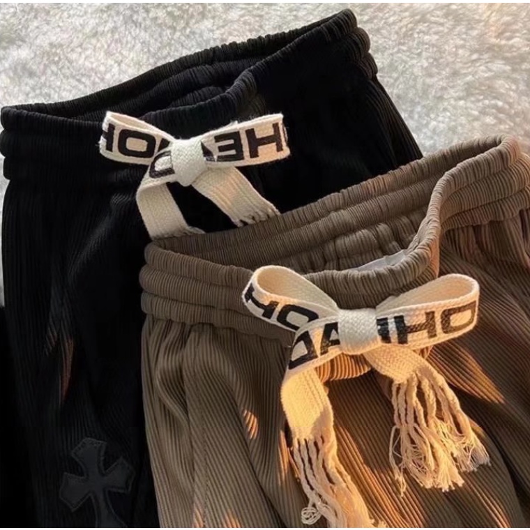 Quần Legging Dây Rút Dáng Rộng Phong Cách Retro Cho Nam unisex quần dài ống rộng nam quần hoạ tiết  jogger