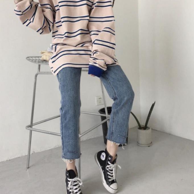 ❉❁Quần Jean Lửng Nữ 9 Tấc Ống Suông Lưng Cao Hàn Quốc Bò cộc Ulzzang Cạp