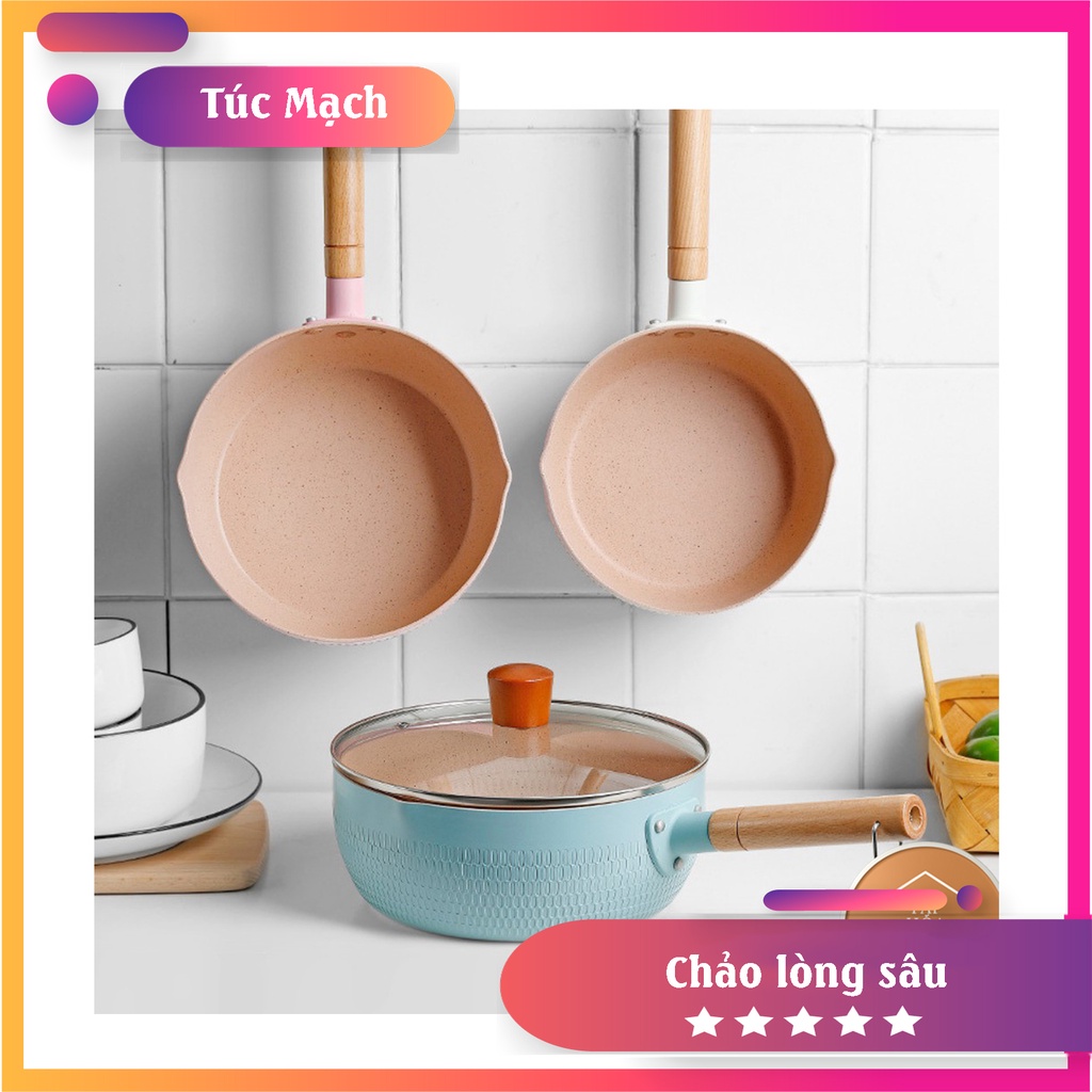 Chảo chống dính lòng sâu tiện lợi, Quánh chống dính bếp từ nấu bột cho bé size 18cm