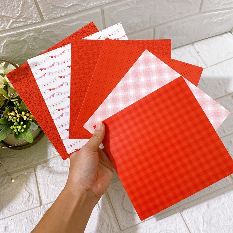 Giấy nền hoạ tiết định lượng 250gsm combo 6 tờ size 15cmx15cm giấy màu