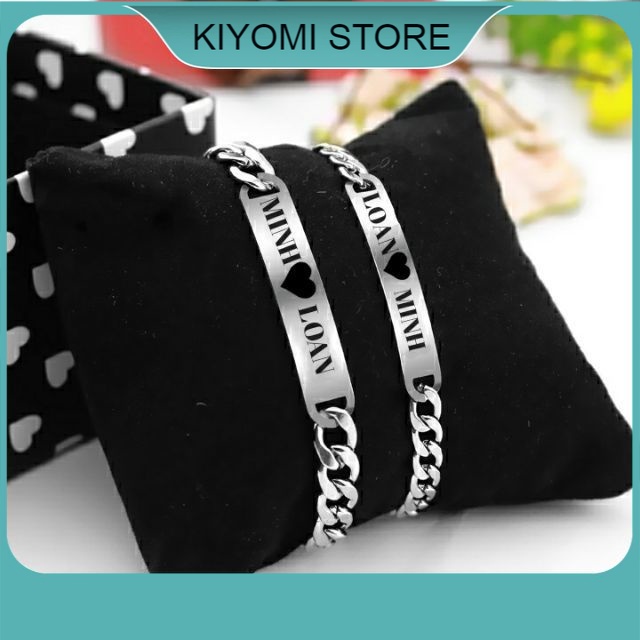 Vòng Tay Cặp Đôi Inox Khắc Tên Theo Yêu Cầu Cá Tính Hàn Quốc KIYOMI STORE