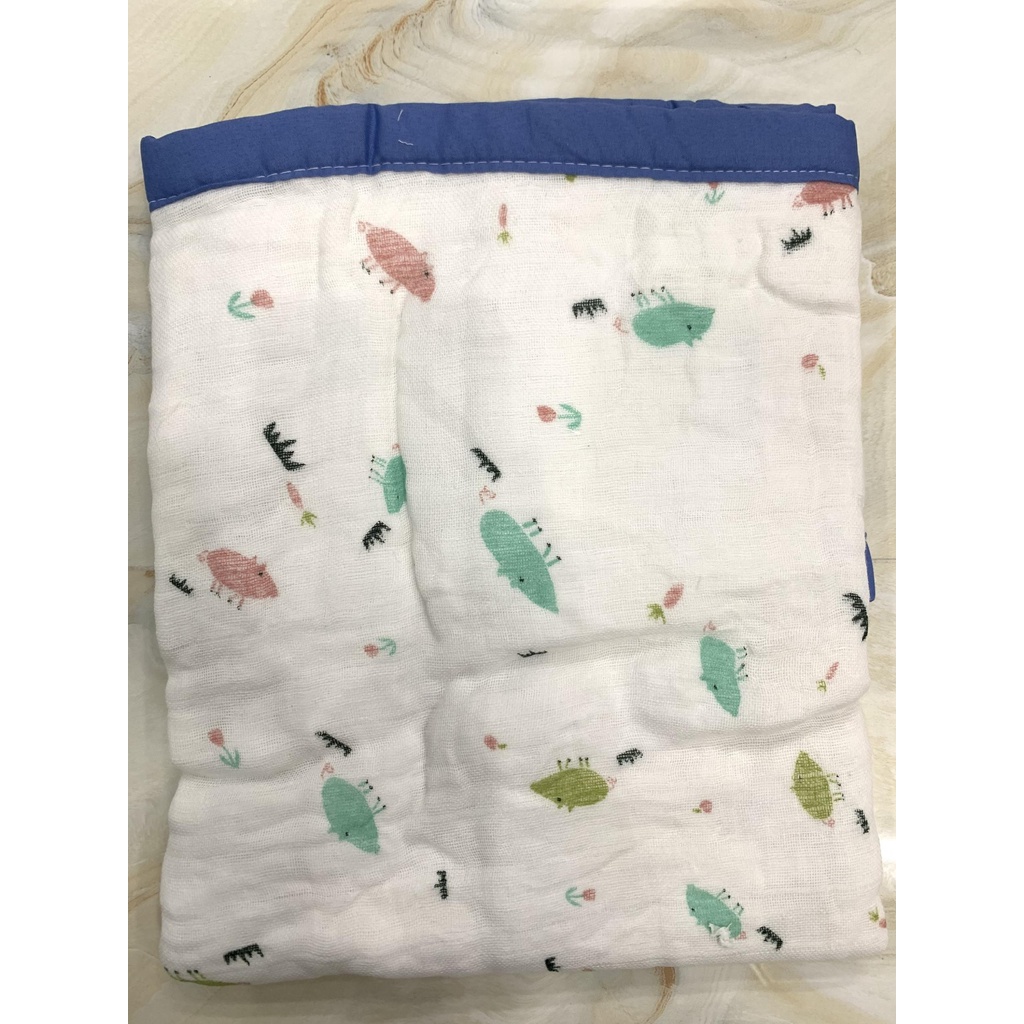 Khăn Tắm Cho Bé Cotton Sợi Tre 6  Lớp Bo Viền 90X80cm