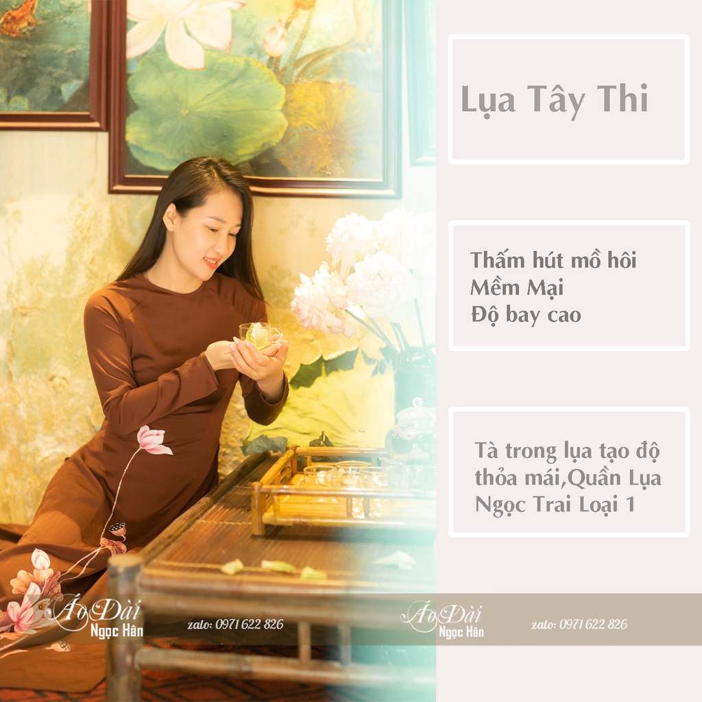 Áo Dài Cách Tân  Đi Lễ Chùa Họa Tiết Thêu Hoa Sen A80