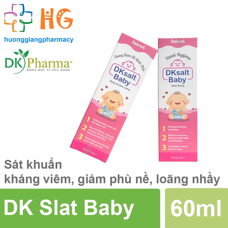 Xịt mũi cho bé Dk Salt Baby Xịt muối biển cho trẻ sơ sinh Giúp vệ sinh mũi hàng ngày giảm nghẹt mũi viêm mũi Lọ 60ml