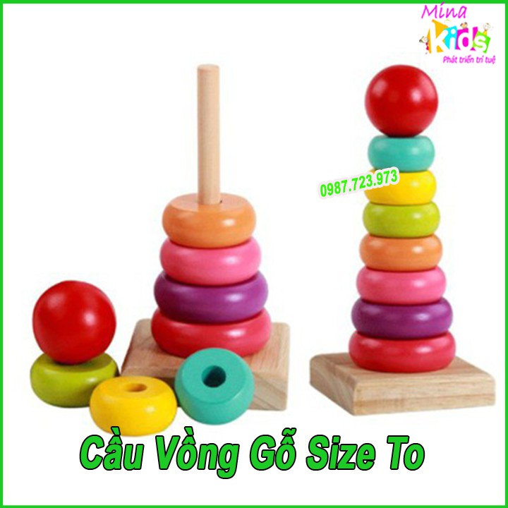 Đồ Chơi Cầu Vồng Gỗ Size To Tháp 7 Tầng Cho Bé - Kích Thước 20 x 9 x 9Cm