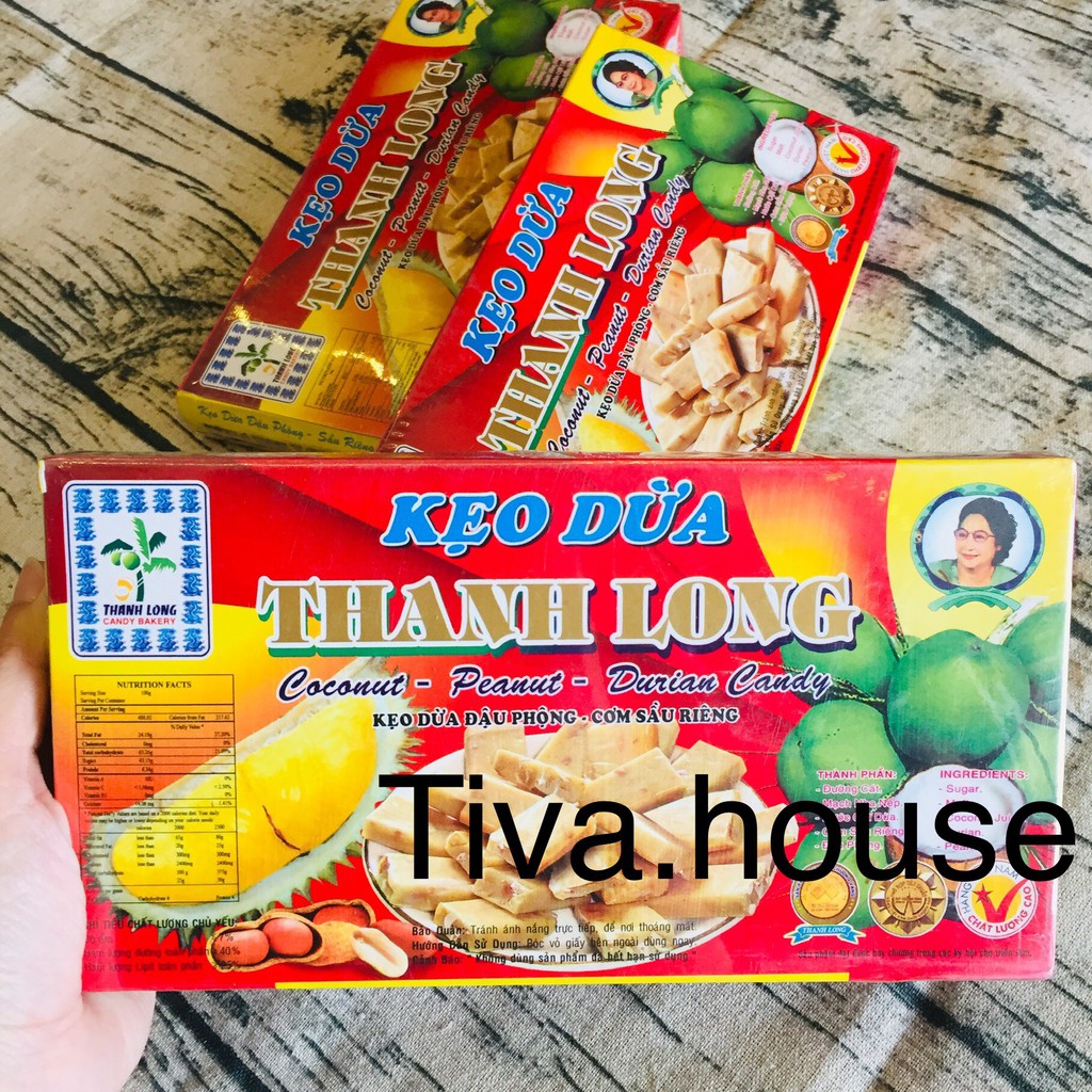 Kẹo dừa Thanh Long 500g GIÁ SỈ vị sầu riêng đậu phộng và lá dứa món ăn vặt đặc sản