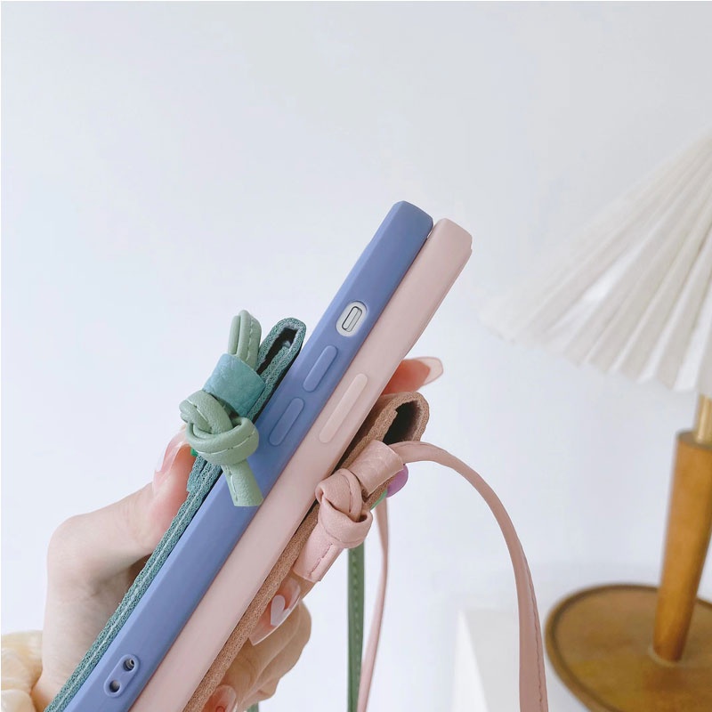 Ốp Điện Thoại Da Dạng Ví Hình Hoa Có Dây Đeo Chéo Cho Iphone 13 12 Mini 13Pro 12 11 Pro Max 12Pro 13 Pro Max