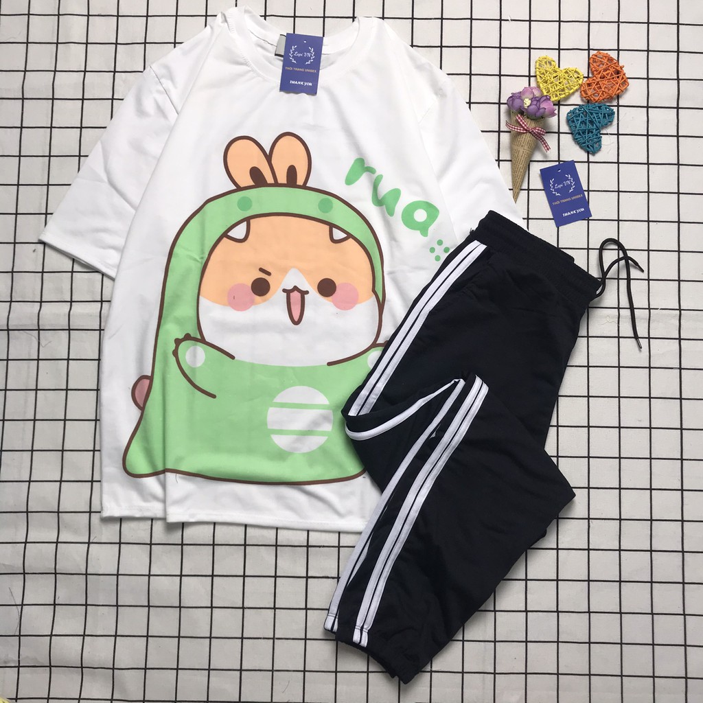 Đồ Bộ Dài Unisex Quần Jogger Áo Thun Chibi RUA Lapi VN Oanh Offcial, Freesize,Form Rộng, Nam Nữ Đều Mặc Được