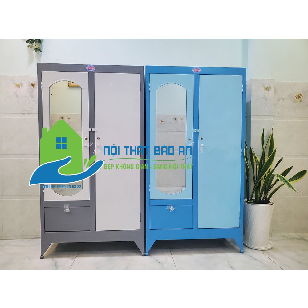 Tủ sắt quần áo cao 1m6 ngang 90cm xanh dương- TSDT13