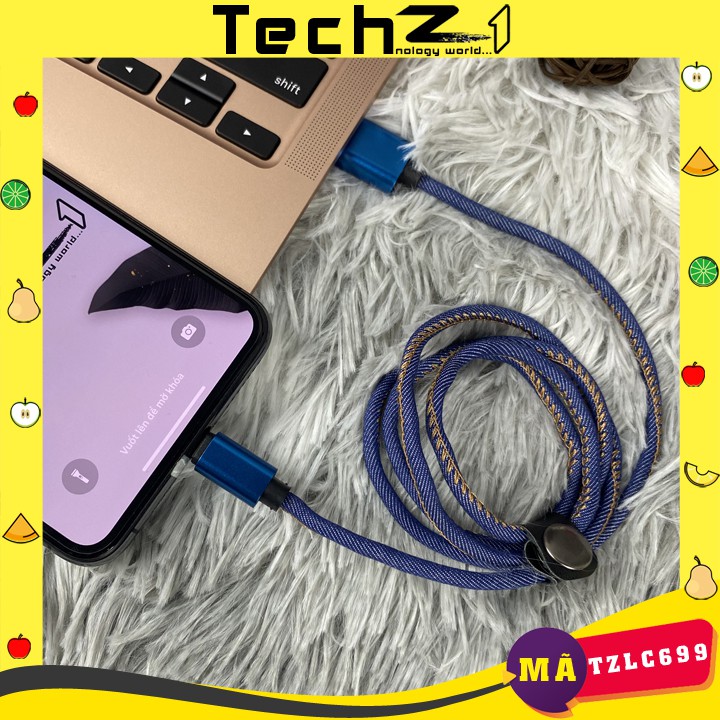 Dây sạc nhanh iPbọc vải jean siêu bền - Mã TZLC699