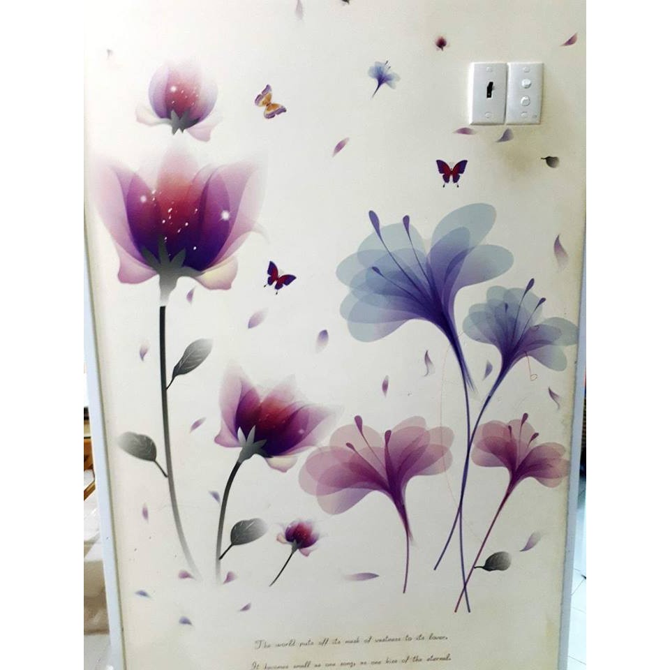 Decal dán tường combo hoa phòng ngủ lãng mạn - 3D sang trọng