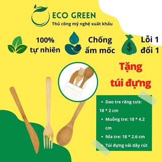 [Hàng Xuất Khẩu] Bộ dao, muỗng, nĩa  có túi đựng tiện lợi dùng du lịch, dành cho trẻ em, quán cà phê, dân văn phòng