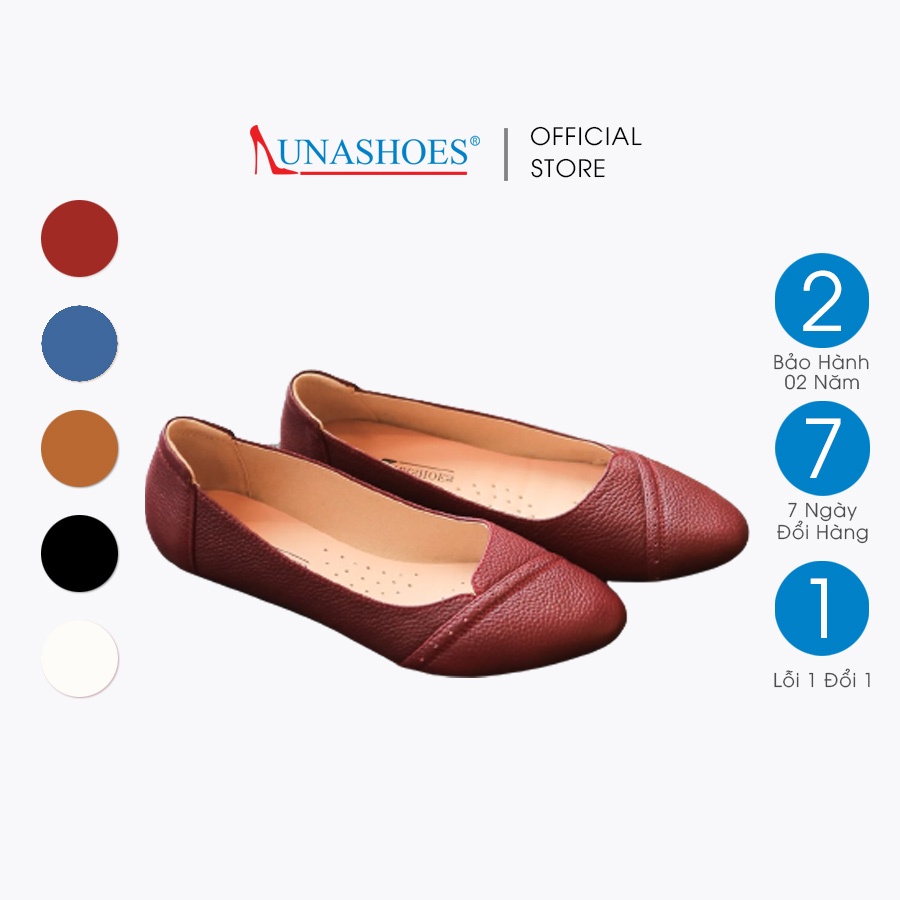 Giày bệt nữ mũi nhọn da bò mềm êm chân Lunashoes  giầy trung niên cho mẹ bảo hành 2 năm