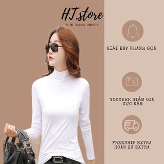 Áo giữ nhiệt nữ co dãn cổ 3 phân lót nỉ nhẹ mặc trong ấm mùa đông