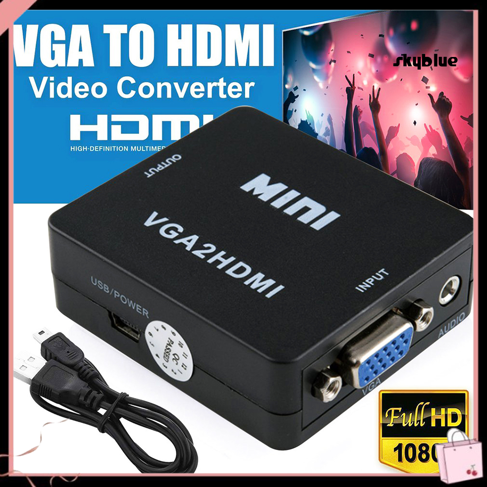 [SK]1080P Full HD VGA to HDMI-compatible USB 3.5mm Audio Video Converter Adapter for PC Laptop