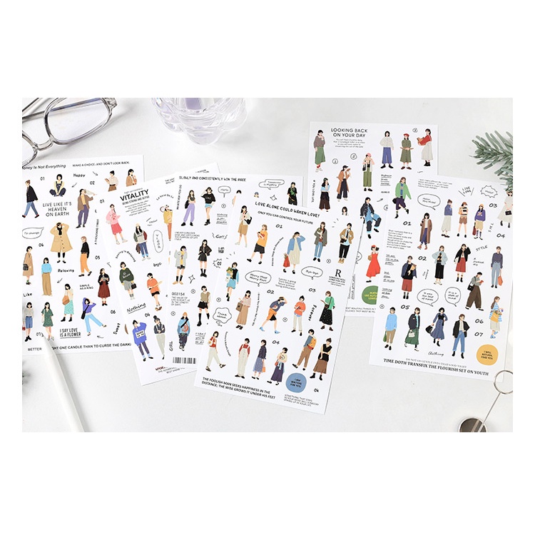 Flowertree 1 Sticker Dán Hình Cô Gái Đường Phố Trang Trí Scrapbook