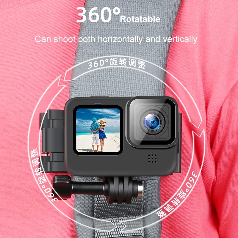 Kẹp Gắn Ba Lô Xoay 360 Độ Cho gopro hero 10 9 8 7 6 5 4 3 insta360 one r Sjcam Eken Điện Thoại