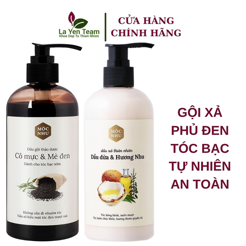 Dầu gội Cỏ Mực Mộc Nhu 300ml & Dầu Xã Dầu Dừa Hương Nhu Mộc Nhu 300ml Phủ đen Tóc Bạc