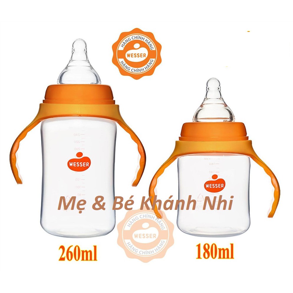 Bình Sữa Wesser Cổ Rộng PP Bottle 180ML/ 260ML  FREESHIP  Bình Sữa Cổ Rộng Wesser