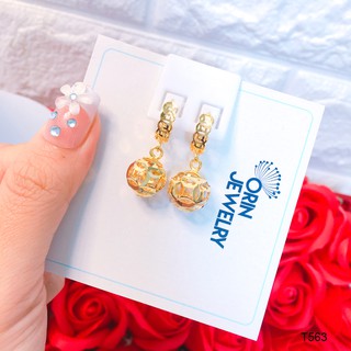 Bông tai trái kim tiền may mắn tài lộc thiết kế cao cấp Orin T563