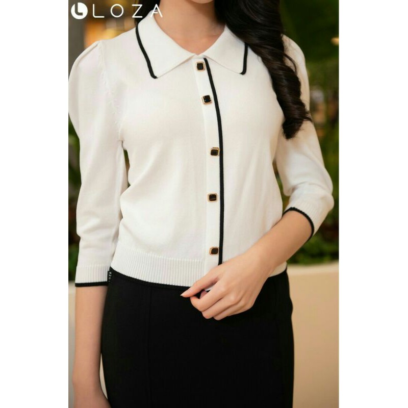 Áo len LOZA tay bồng đính cúc - LE8002
