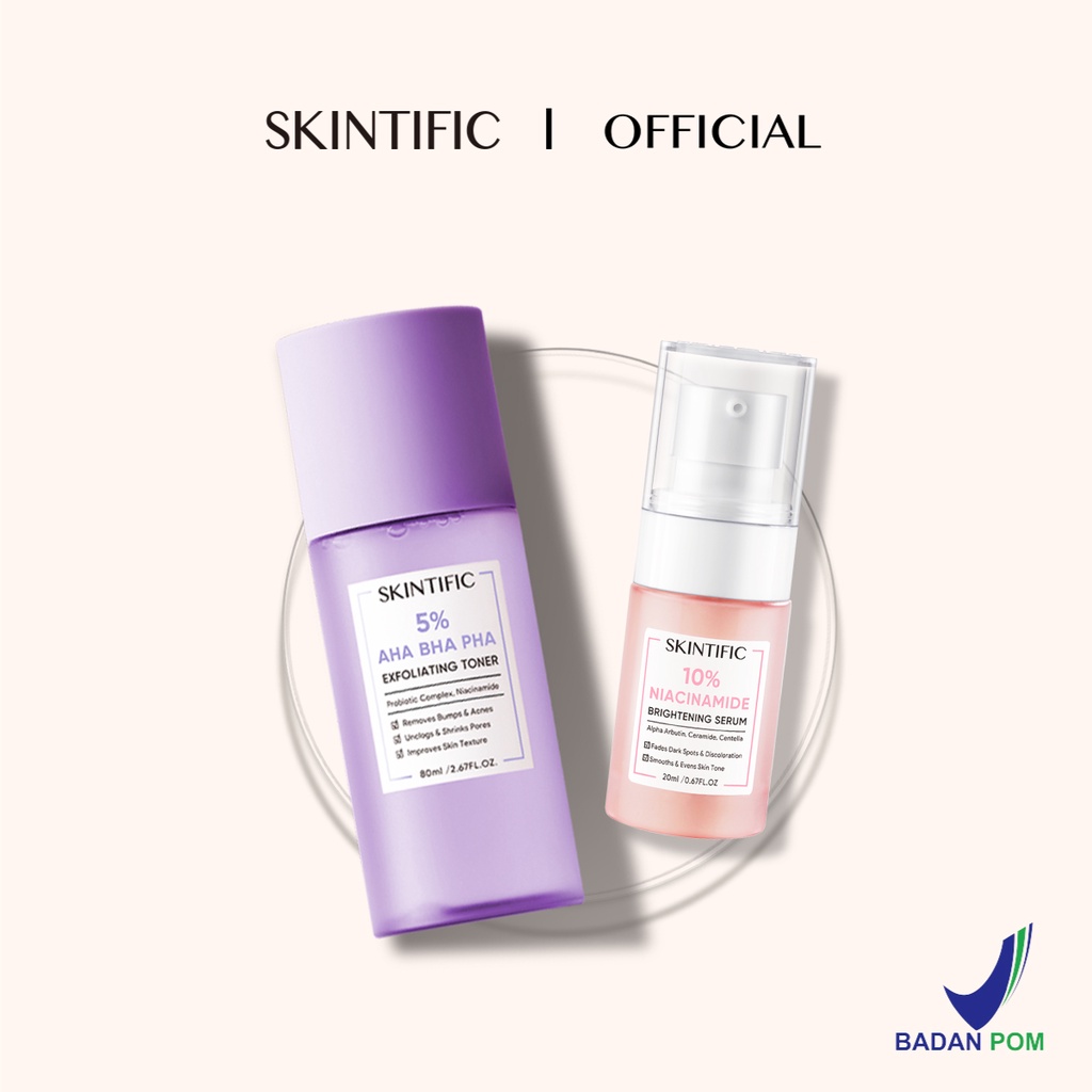 Combo SKINTIFIC gồm Toner tẩy tế bào chết 80ml + Serum Niacinamide 20ml