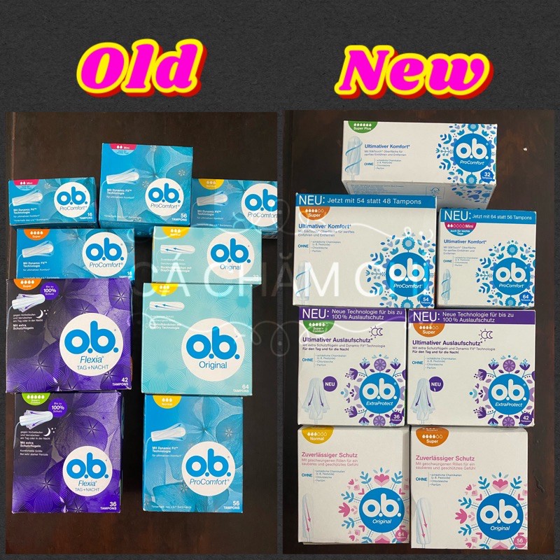Tampon OB Đức mẫu mới nhất đủ size - Băng vệ sinh dạng nút Date 2027