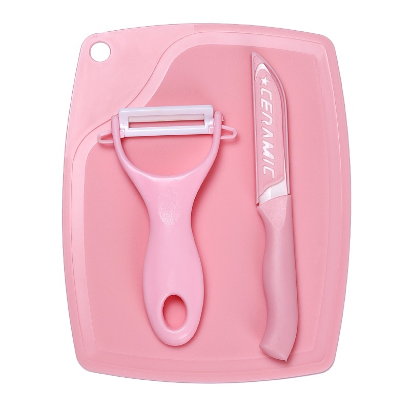 3 cái Gốm sứ Cao cấp Dao gọt trái cây Dã ngoại Trang chủ Mini Bộ thớt nhỏ