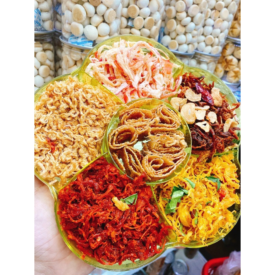 Set Khô Lục Vị Khay 550Gram [FREE SHIP]TỪ ĐƠN 50K, [Loại Đặc Biệt] Hàng ngon nhà làm