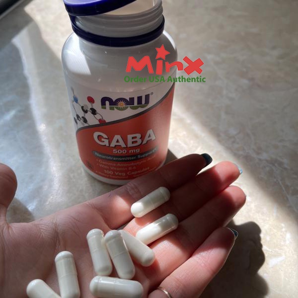 Viên uống Now GABA - Giúp Hỗ trợ bổ não, giảm stress, an tâm giảm căng thẳng thần kinh -  500mg 100 / 200 viên - MINX St