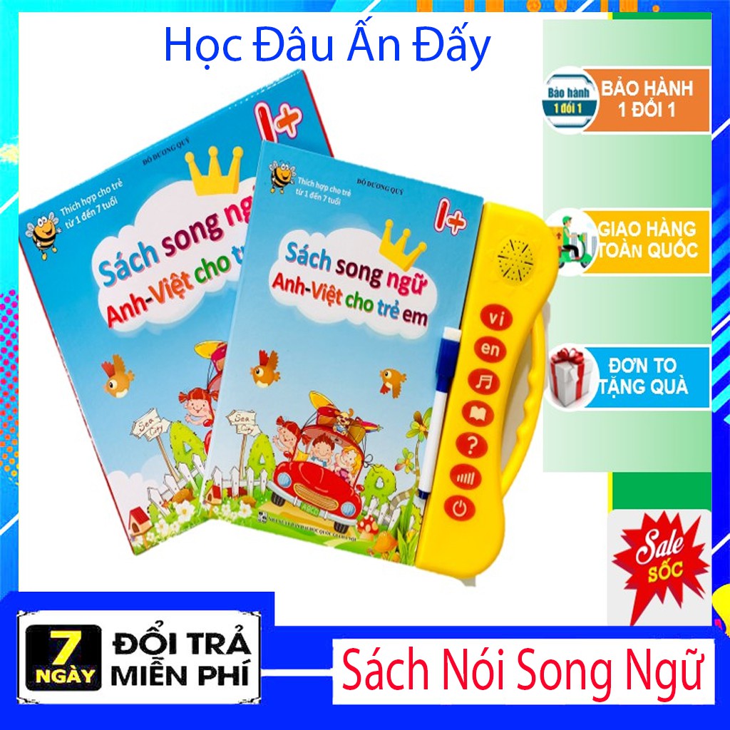 (có pin) Sách Nói Điện Tử Song Ngữ Anh- Việt Giúp Trẻ Học Tốt Tiếng Anh Cho Bé Từ 1- 7 Tuổi