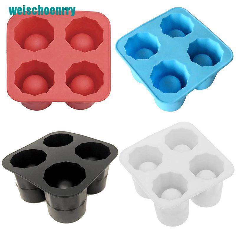 Rér●Khuôn Silicone Làm Đá 4 Ngăn Hình Chiếc Cốc