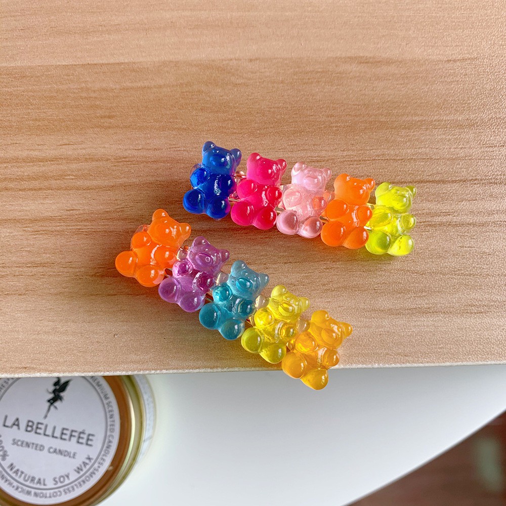 Kẹp Tóc Cài Gấu Kẹo Dẻo Gummy Bear Màu Cầu Vồng