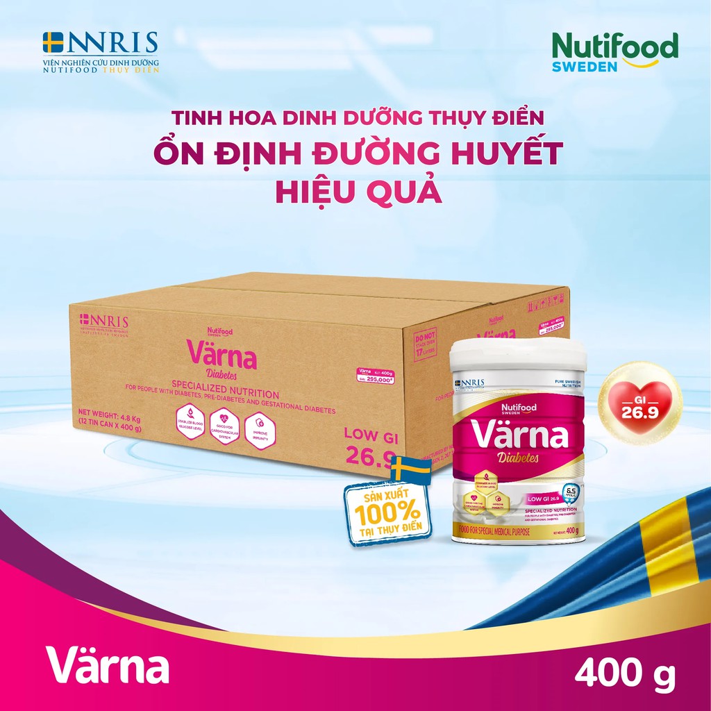 Thực phẩm dinh dưỡng y học Nutifood Värna Diabetes Lon 400g