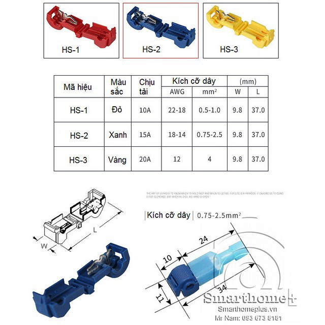 Bộ 20 Cút nối dây điện chữ T2 dây 1- 2.5mm _15A (vừa)