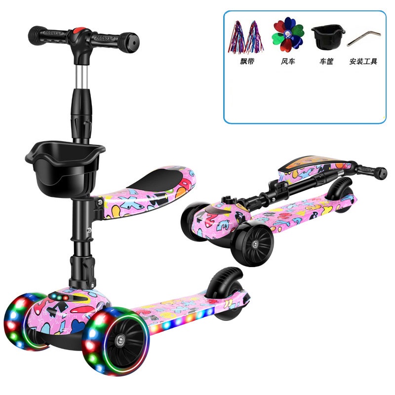 ✈️[Freeship] Xe trượt scooter By Sky đa năng phát sáng cho bé từ 1 đến 12 tuổi - Xe thăng bằng có nhạc, ghế nhún cho trẻ