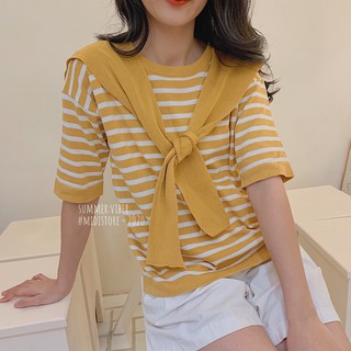 Áo Len vạt vai kẻ ngang (Ảnh/Video tự chụp)